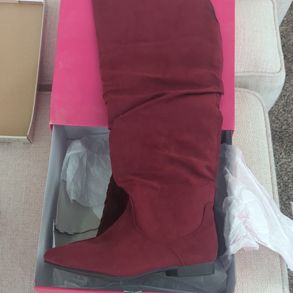 Shoe Dazzle Rich Red Over-the-Knee Boots